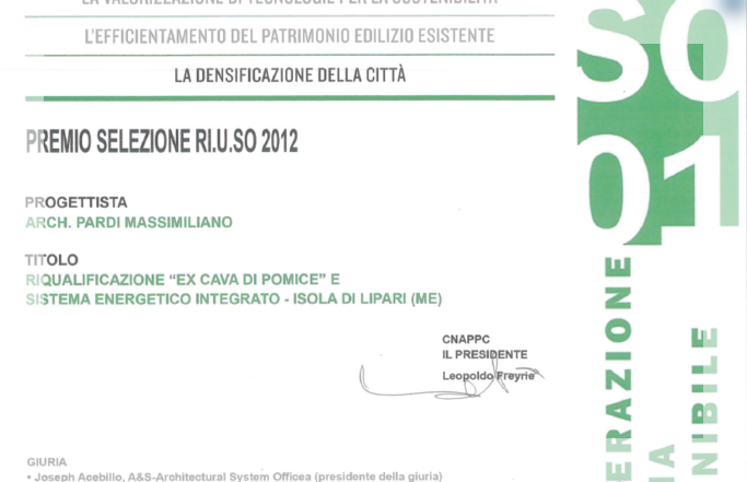 Concorso RI.U.SO 01 – Riqualificazione “Ex Cava di Pomice” e Sistema Energetico Integrato – Isola di Lipari (ME)